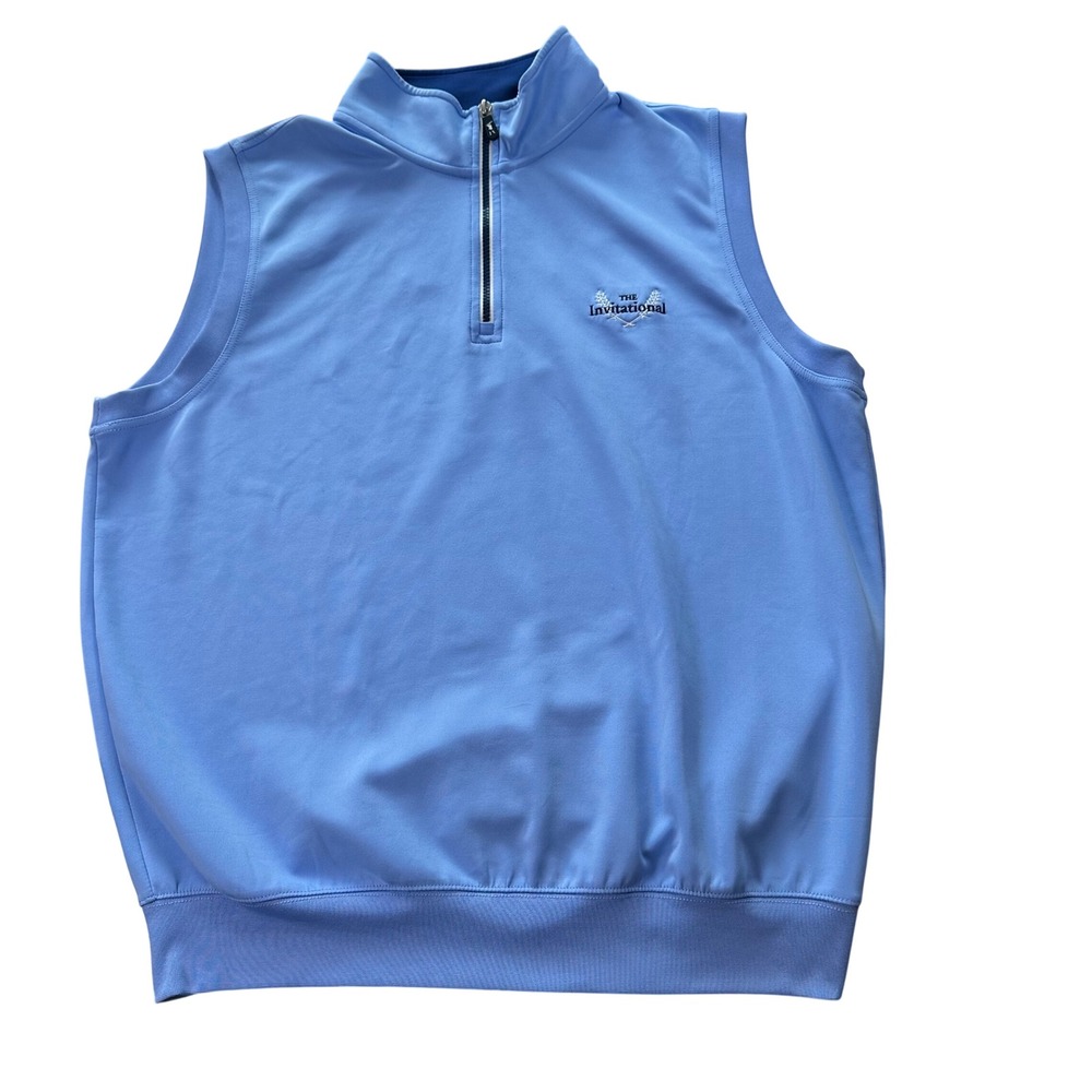 The F&G Invitational Golf Vest Mens XL Light Blue Quarter Zip Pullover Sleeveles
